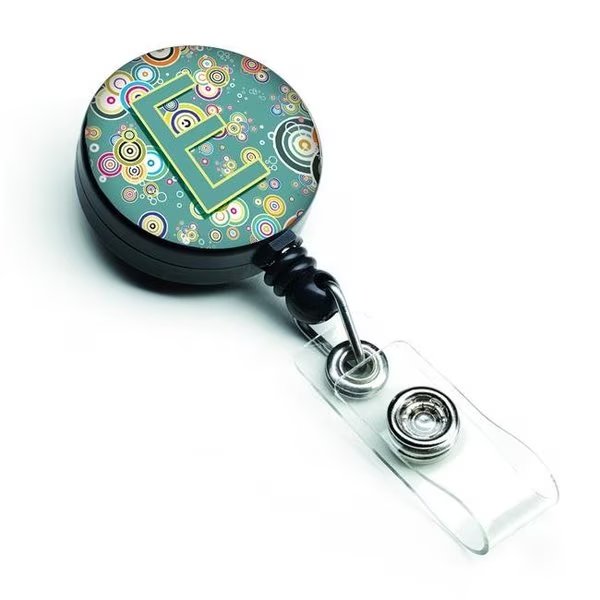 Carolines Treasures CJ2015-EBR Letter E Circle Circle Teal Initial Alphabet Retractable Badge Reel, Carolines Treasures, Mfr#: CJ2015-EBR